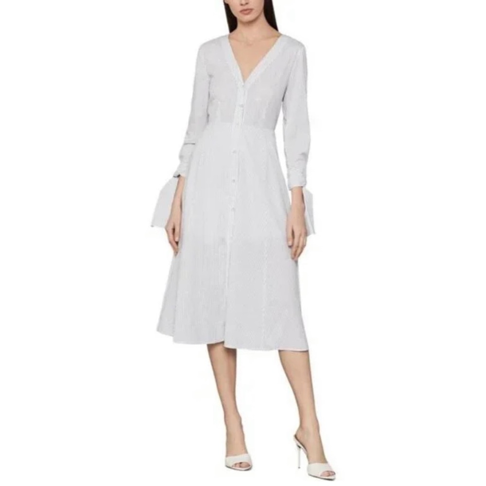 BCBGMaxAzria Gray Long Sleeve V-Neck Dress